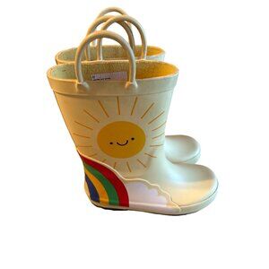 Kids' 11 Cat & Jack Yellow Rain Boots Sun & Rainbow
